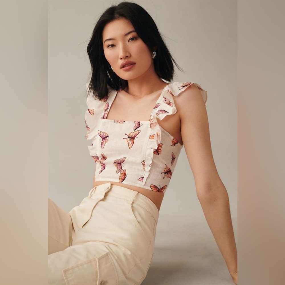 Anthropologie Banjanan Olivia Butterfly Top XL